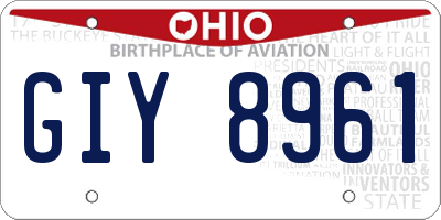 OH license plate GIY8961