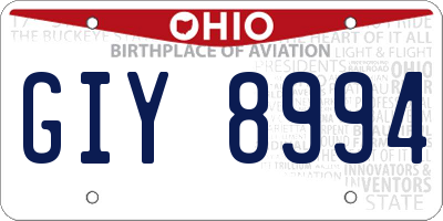 OH license plate GIY8994