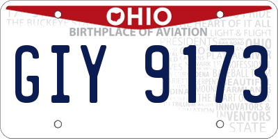 OH license plate GIY9173