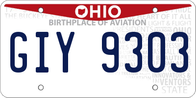 OH license plate GIY9303