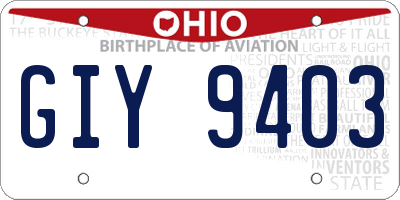 OH license plate GIY9403