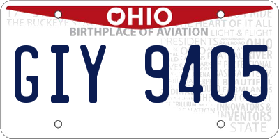 OH license plate GIY9405