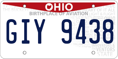 OH license plate GIY9438