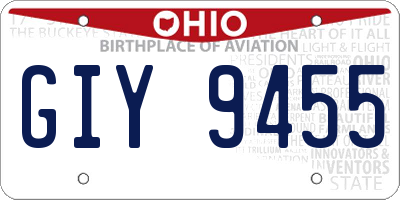 OH license plate GIY9455