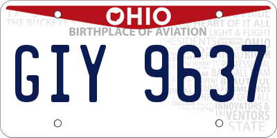 OH license plate GIY9637