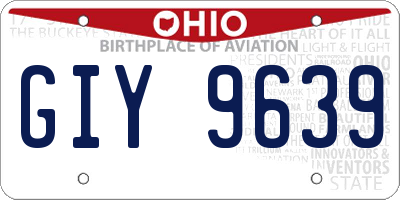 OH license plate GIY9639