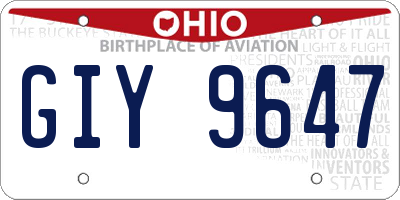OH license plate GIY9647