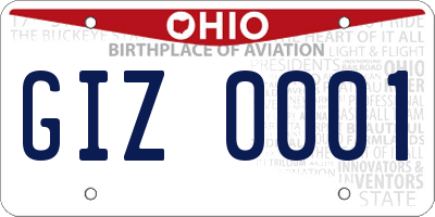 OH license plate GIZ0001