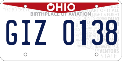 OH license plate GIZ0138