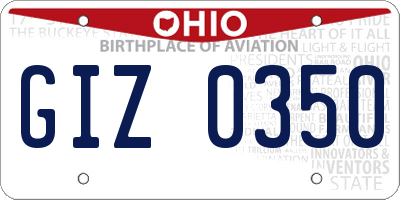 OH license plate GIZ0350