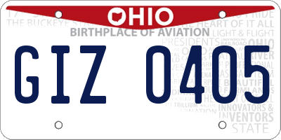 OH license plate GIZ0405