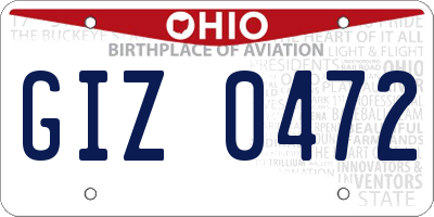OH license plate GIZ0472