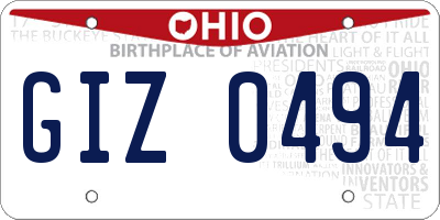 OH license plate GIZ0494