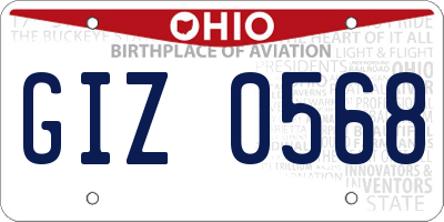 OH license plate GIZ0568