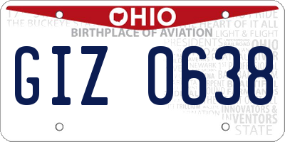 OH license plate GIZ0638