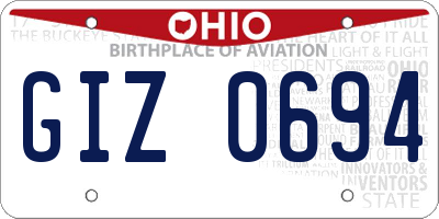 OH license plate GIZ0694