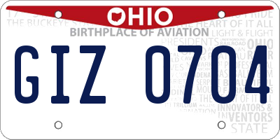 OH license plate GIZ0704
