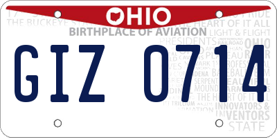 OH license plate GIZ0714