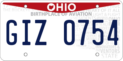 OH license plate GIZ0754
