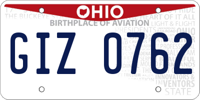 OH license plate GIZ0762