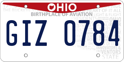 OH license plate GIZ0784