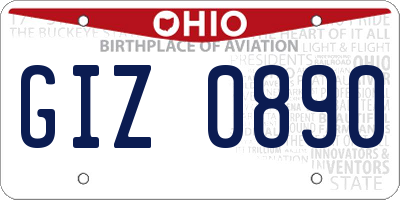 OH license plate GIZ0890
