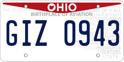 OH license plate GIZ0943