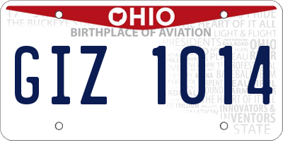 OH license plate GIZ1014