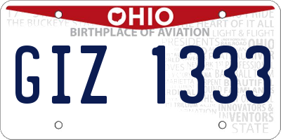 OH license plate GIZ1333