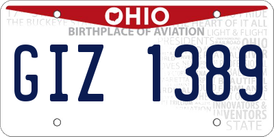 OH license plate GIZ1389
