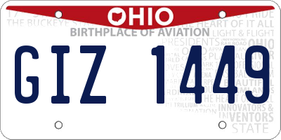 OH license plate GIZ1449