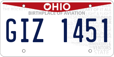 OH license plate GIZ1451