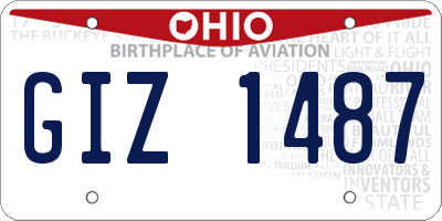 OH license plate GIZ1487