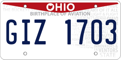 OH license plate GIZ1703