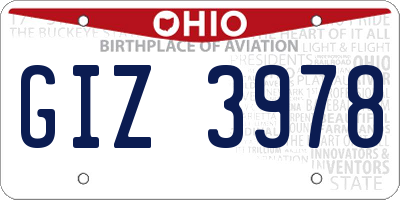 OH license plate GIZ3978