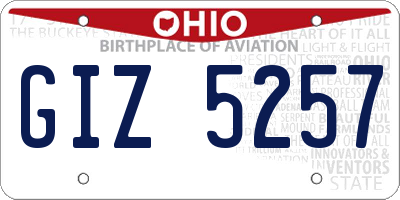 OH license plate GIZ5257