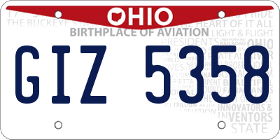 OH license plate GIZ5358