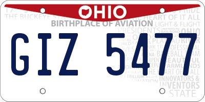 OH license plate GIZ5477