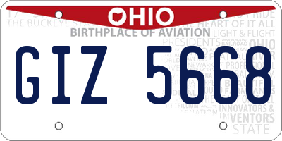 OH license plate GIZ5668