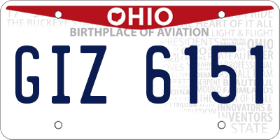 OH license plate GIZ6151