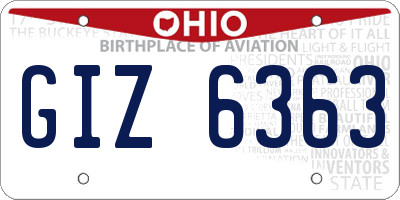 OH license plate GIZ6363