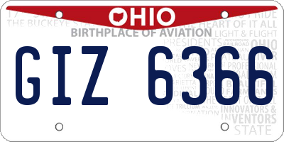 OH license plate GIZ6366