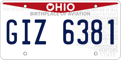 OH license plate GIZ6381