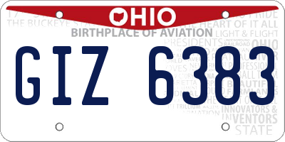 OH license plate GIZ6383
