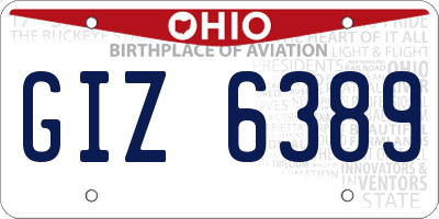 OH license plate GIZ6389