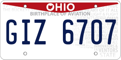 OH license plate GIZ6707