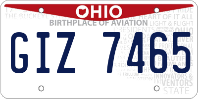 OH license plate GIZ7465
