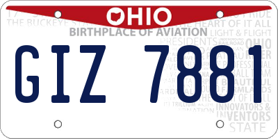 OH license plate GIZ7881