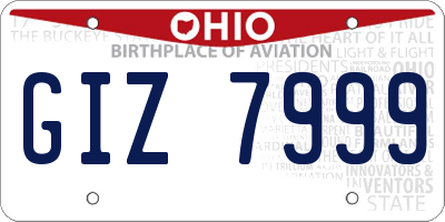 OH license plate GIZ7999