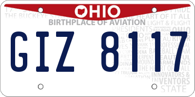 OH license plate GIZ8117